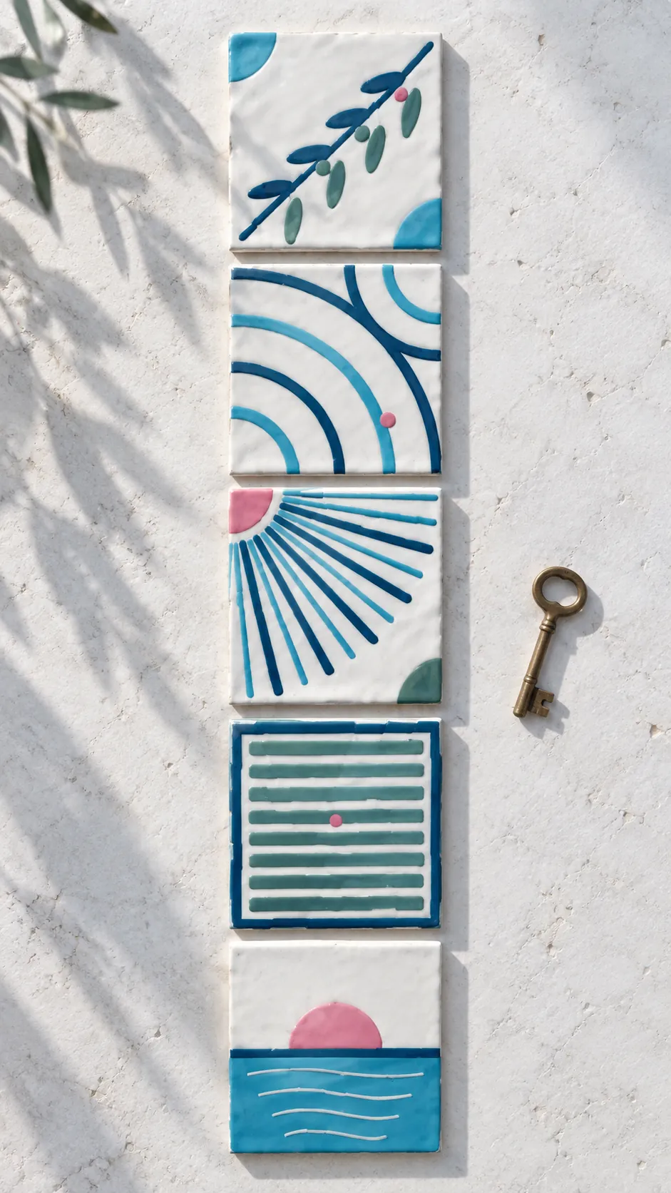 The tile tells the floor. Ulivo, Onde, Sole, Persiana, Orizzonte